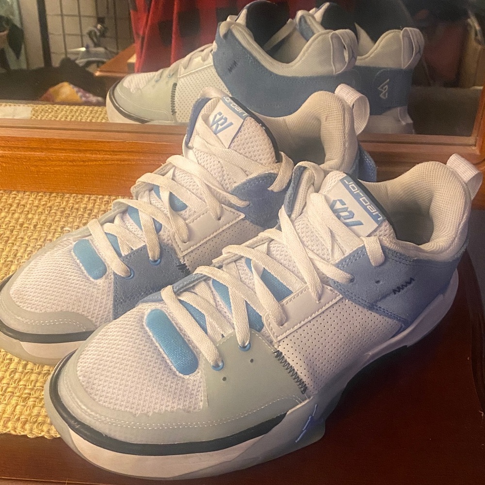 Jordan One Westbrook Take 5 Blue and White Athletic Shoes